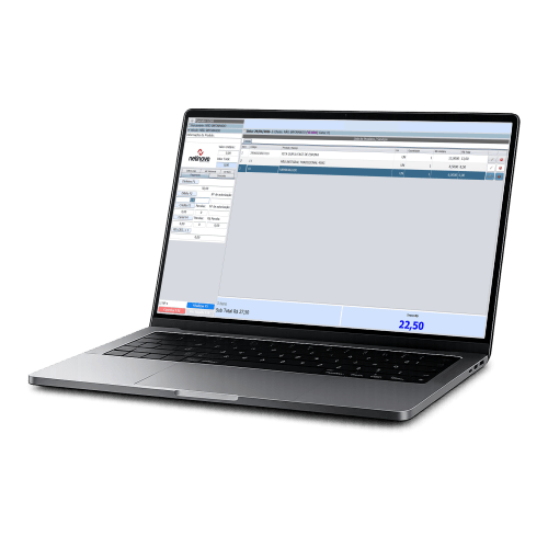 Tela do sistema Netcom Vendas no notebook